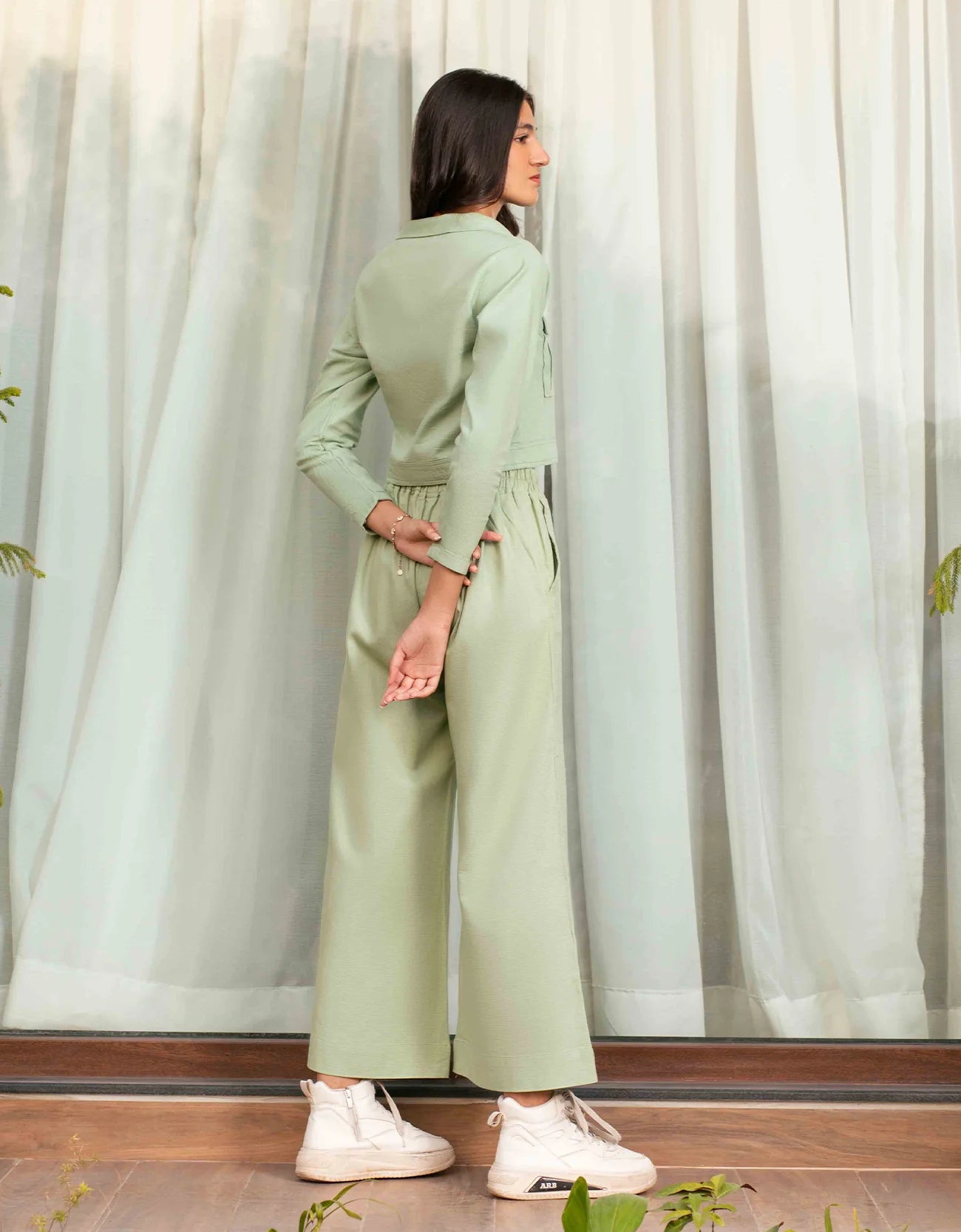 JACQUARD CROPPED SHIRT WITH FLAP POCKETS