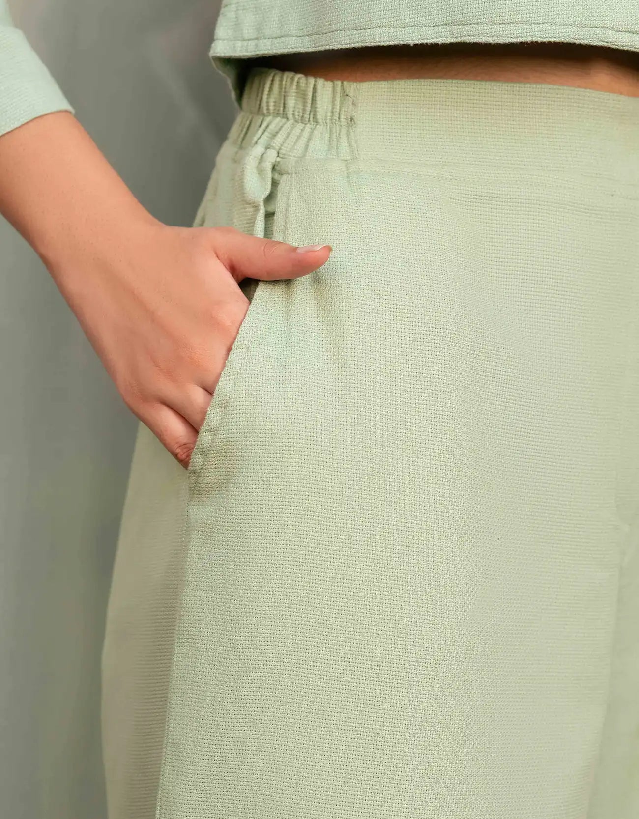 JACQUARD WIDE LEG TROUSER