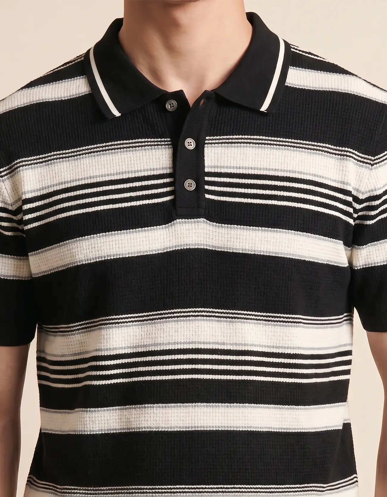 MEN'S STRIPED KNIT POLO