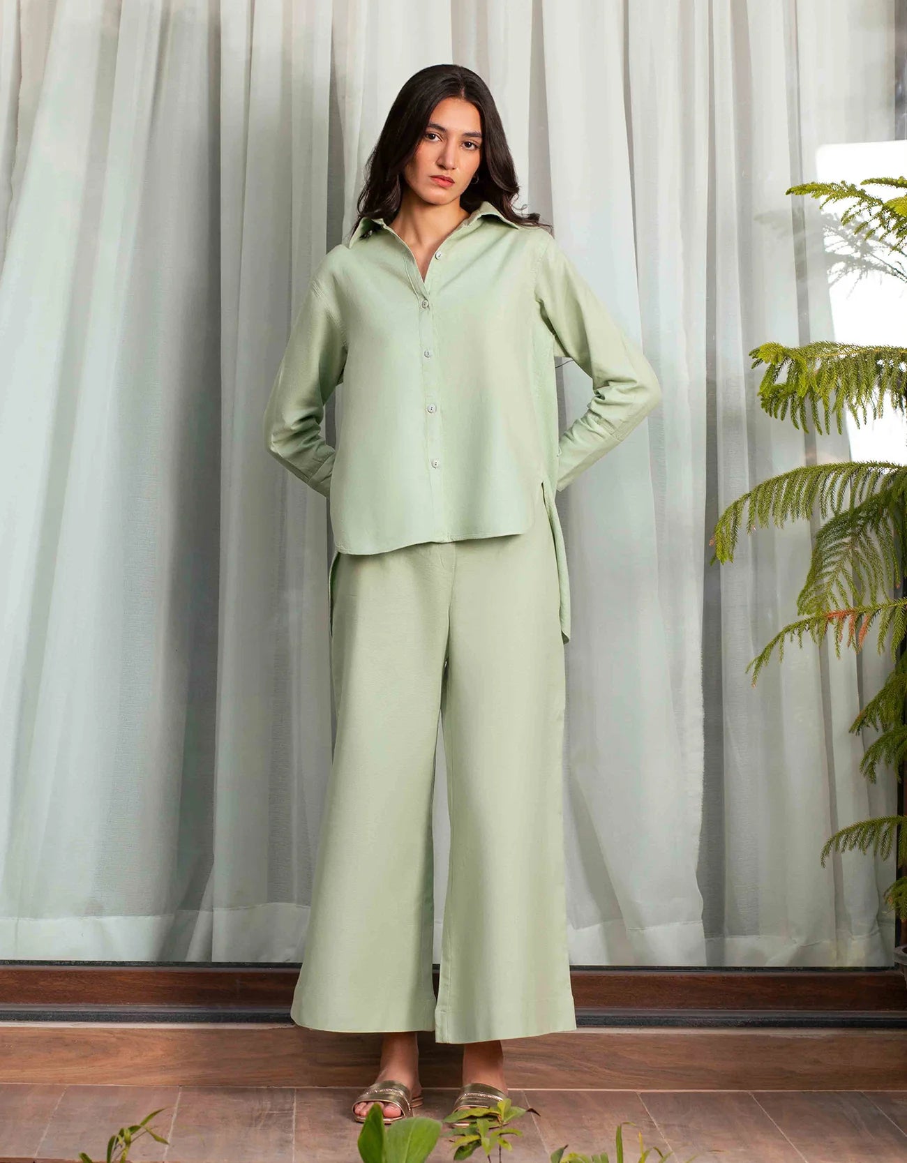 JACQUARD WIDE LEG TROUSER