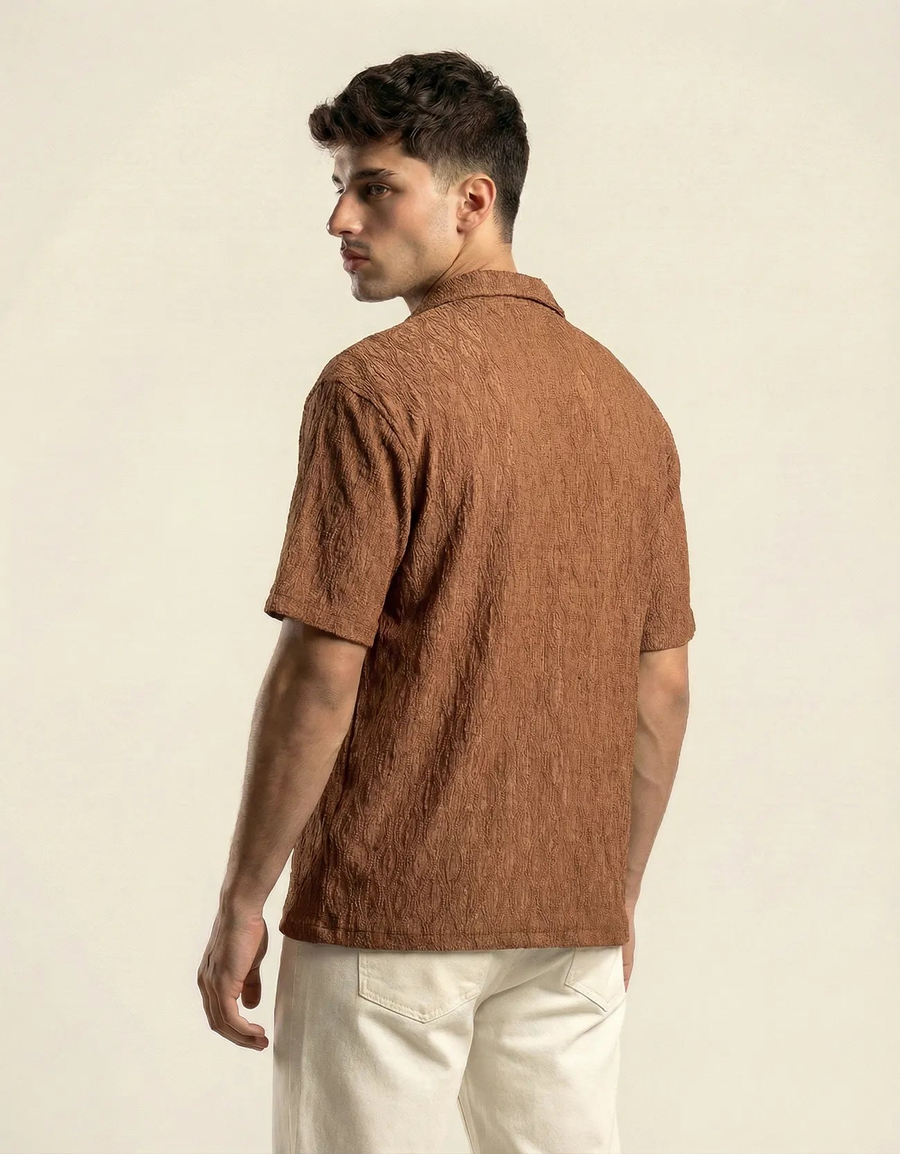 MESH TEXTURED CAMP SHIRT