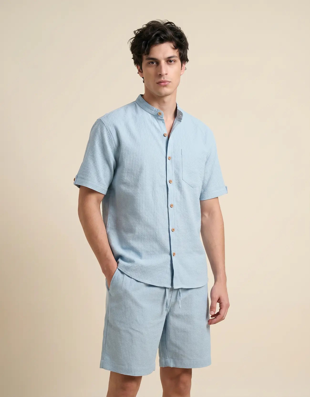 WAFFLE TEXTURED MEN'S CASUAL SHIRT