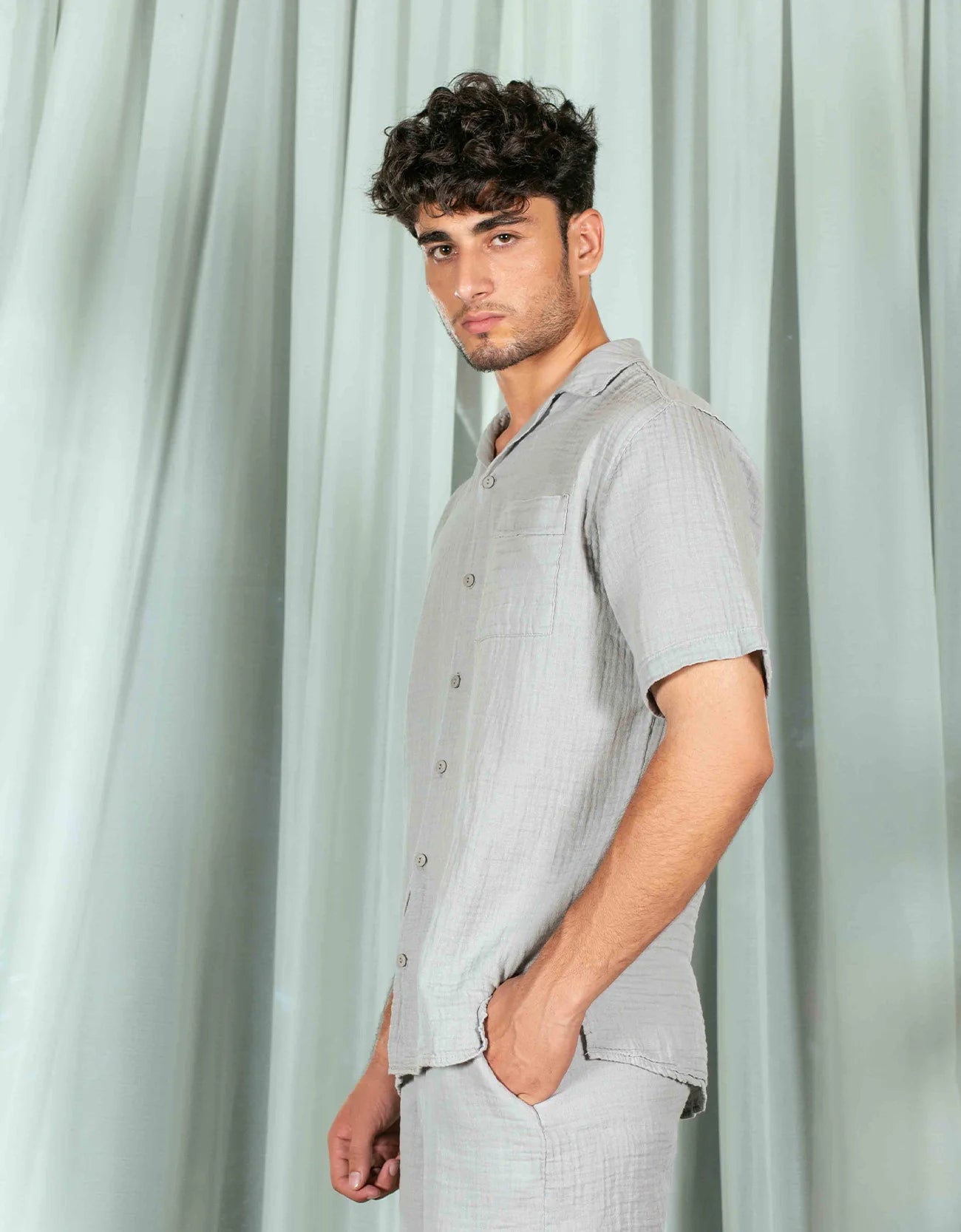 RELAXED FIT MUSLIN SAFARI SHIRT