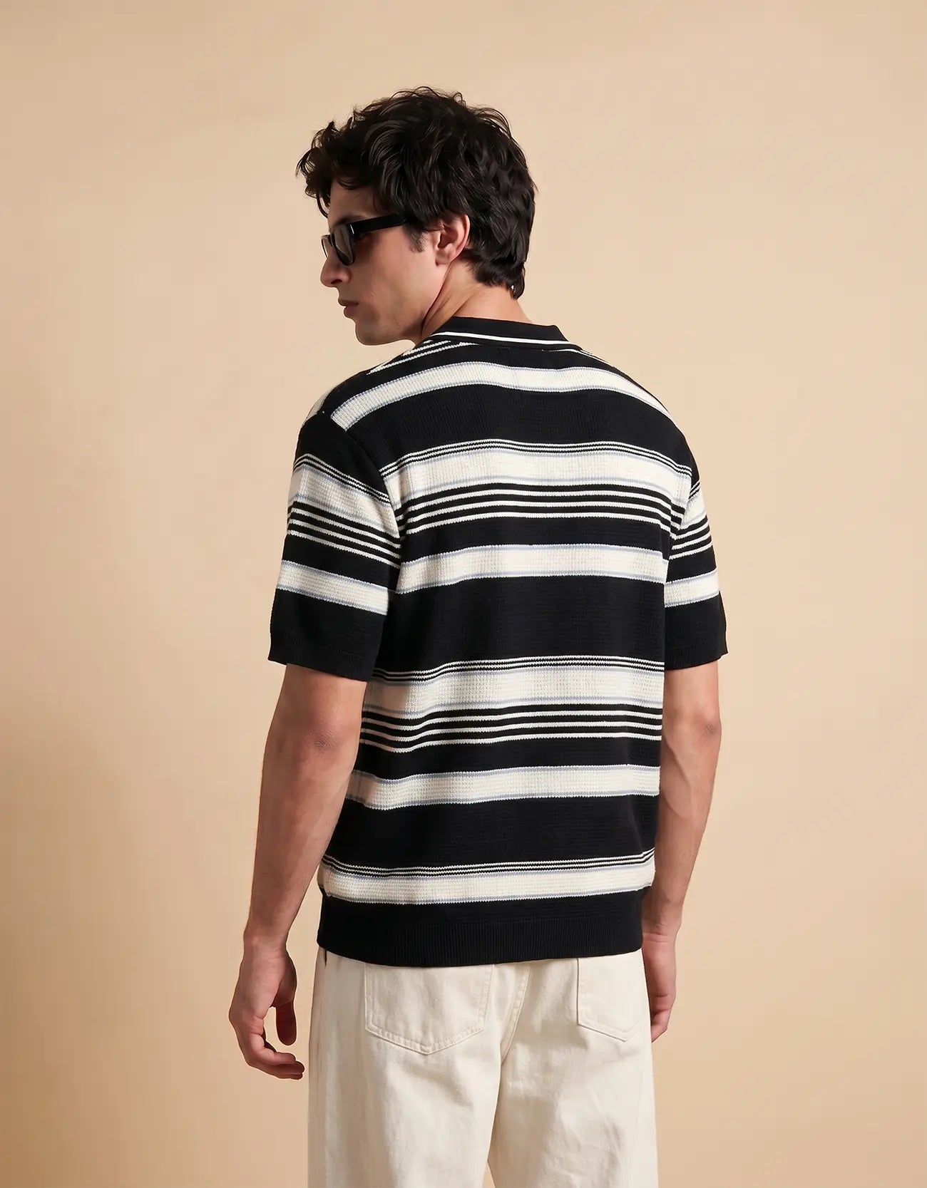 MEN'S STRIPED KNIT POLO