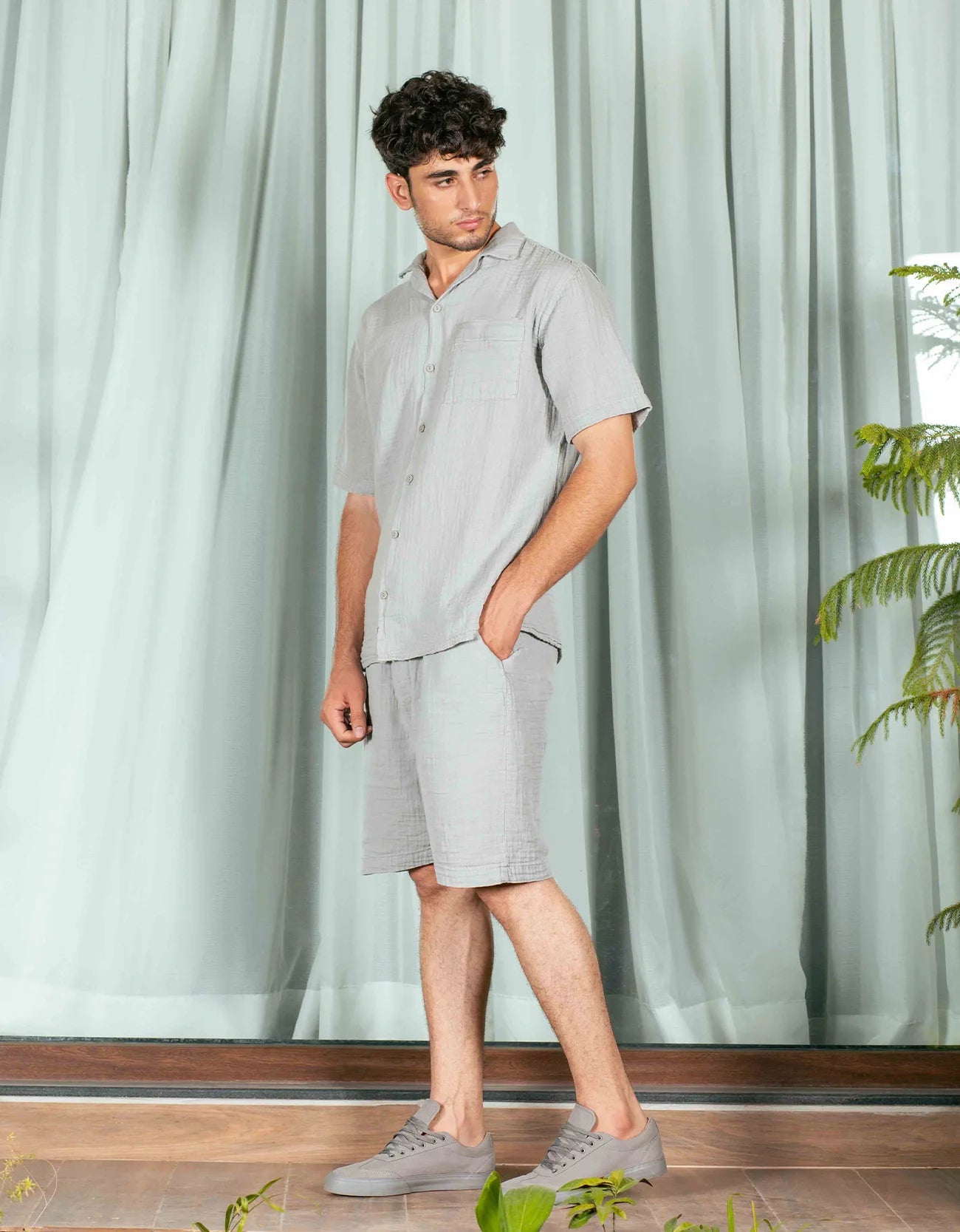 RELAXED FIT MUSLIN SAFARI SHIRT