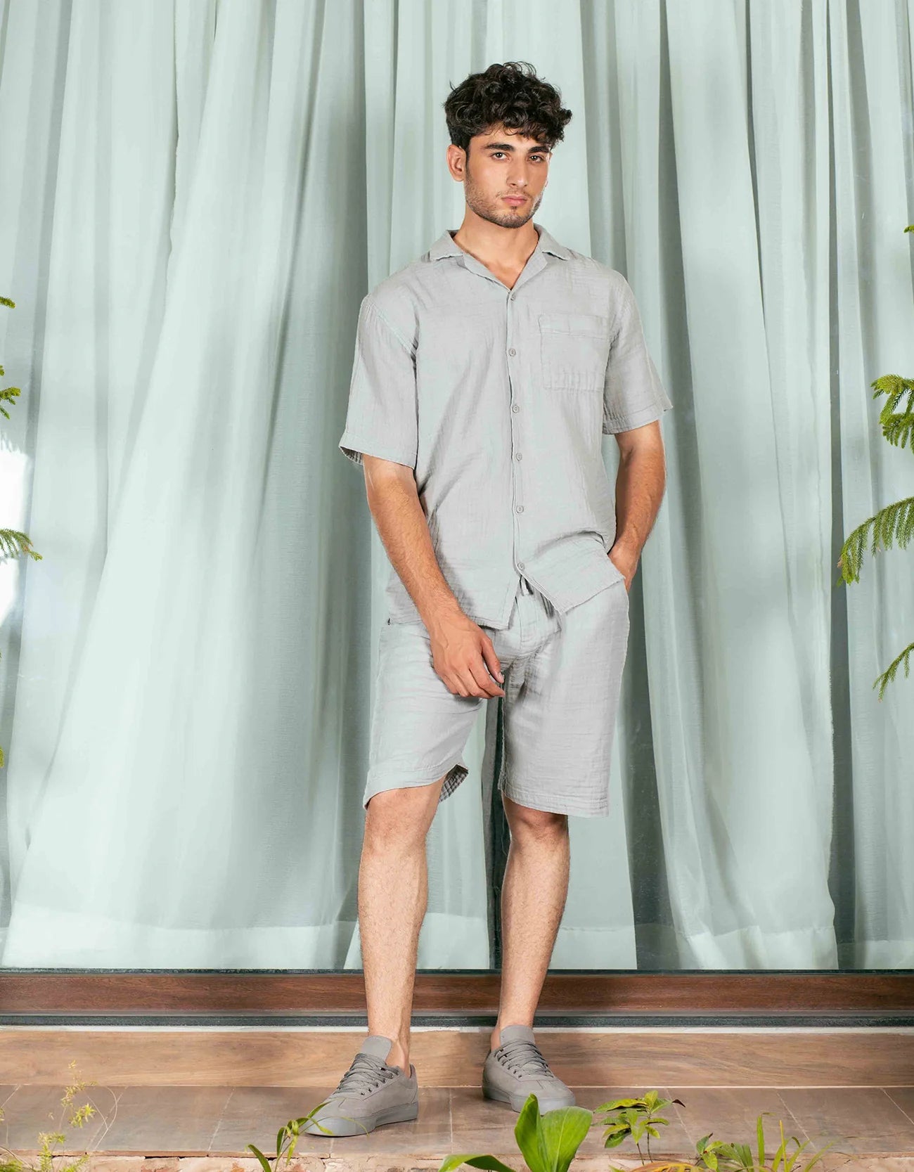 RELAXED FIT MUSLIN SAFARI SHIRT