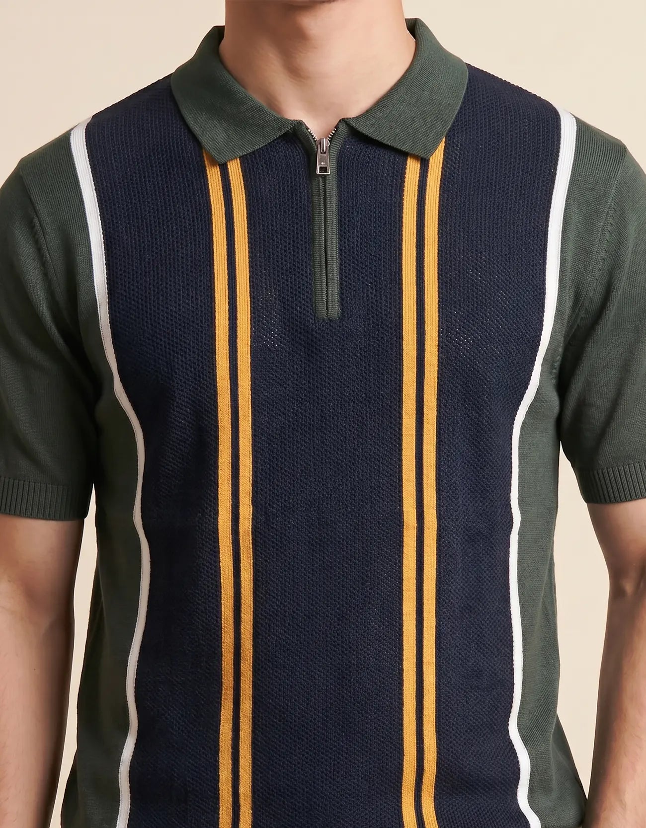 MEN'S ZIPER KNIT POLO SHIRT