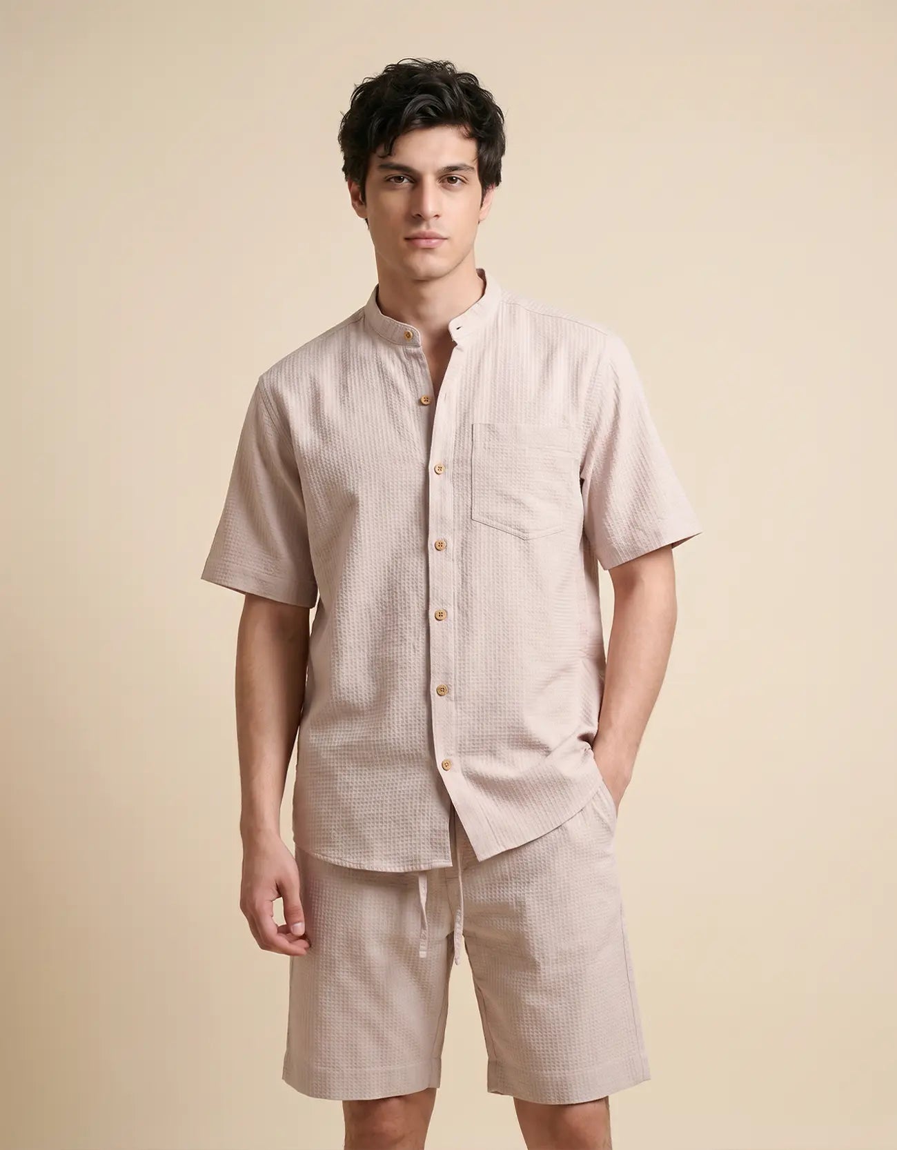 WAFFLE TEXTURED MEN'S CASUAL SHIRT