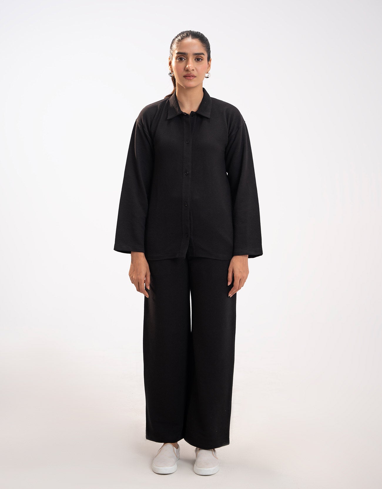 TEXTURED WIDE LEG TROUSER