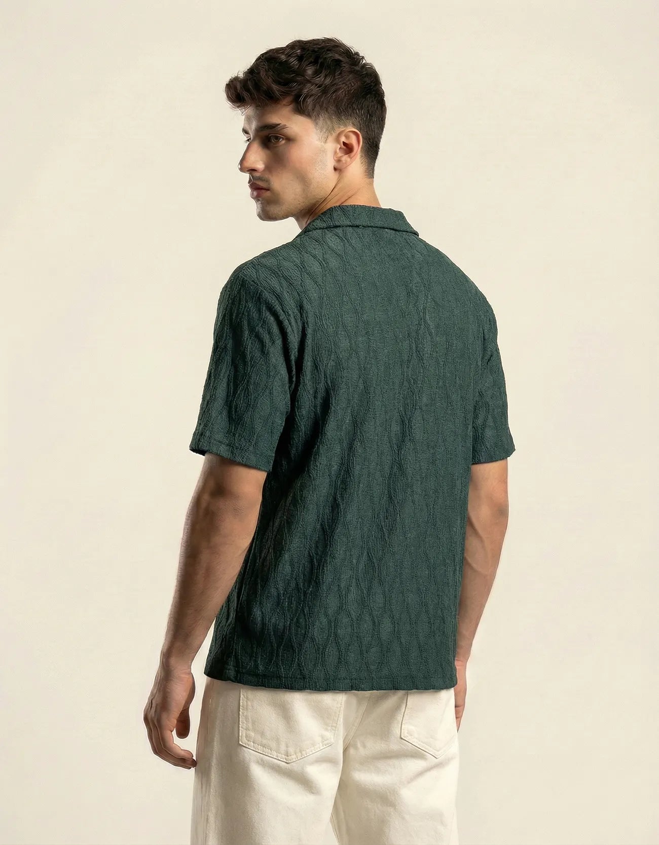 MESH TEXTURED CAMP SHIRT