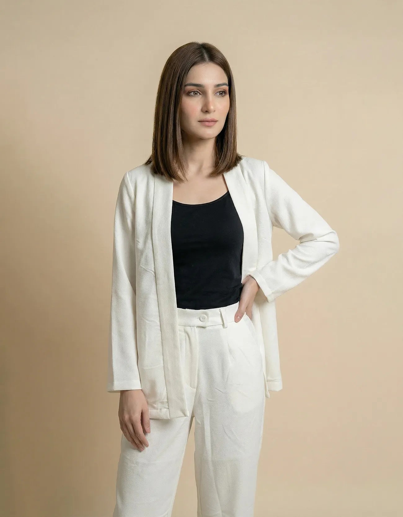 FRONT-OPEN FLOWY JACKET