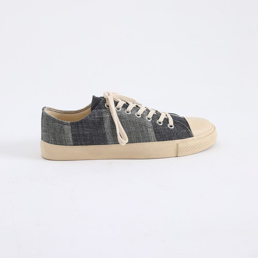 CHECK JUTE LACE-UP SNEAKERS