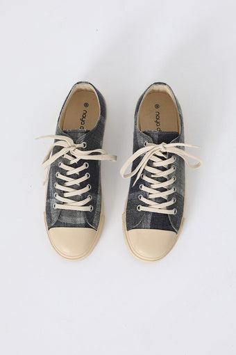 CHECK JUTE LACE-UP SNEAKERS