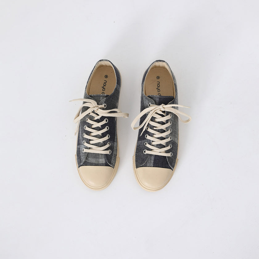 CHECK JUTE LACE-UP SNEAKERS