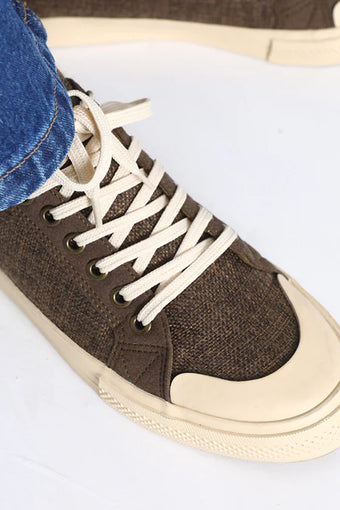 JUTE-SUEDE LACE-UP SNEAKERS