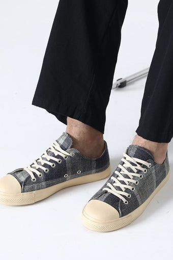 CHECK JUTE LACE-UP SNEAKERS