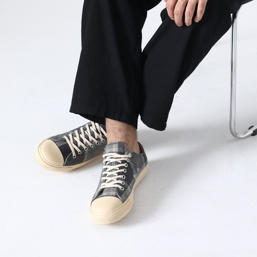 CHECK JUTE LACE-UP SNEAKERS