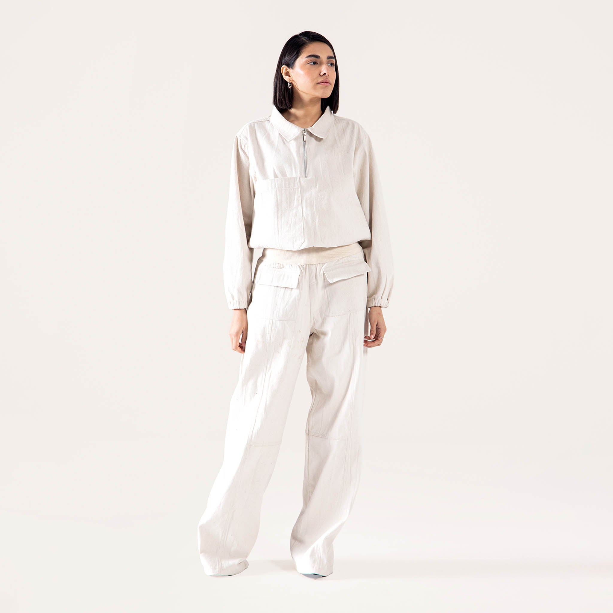 CANVAS POLO QUARTER ZIP SWEATSHIRT