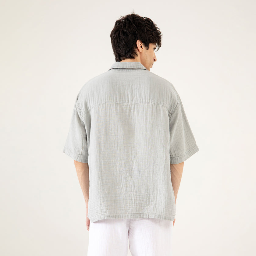 MUSLIN OVERSIZED PATCH POCKET OVERSHIRT