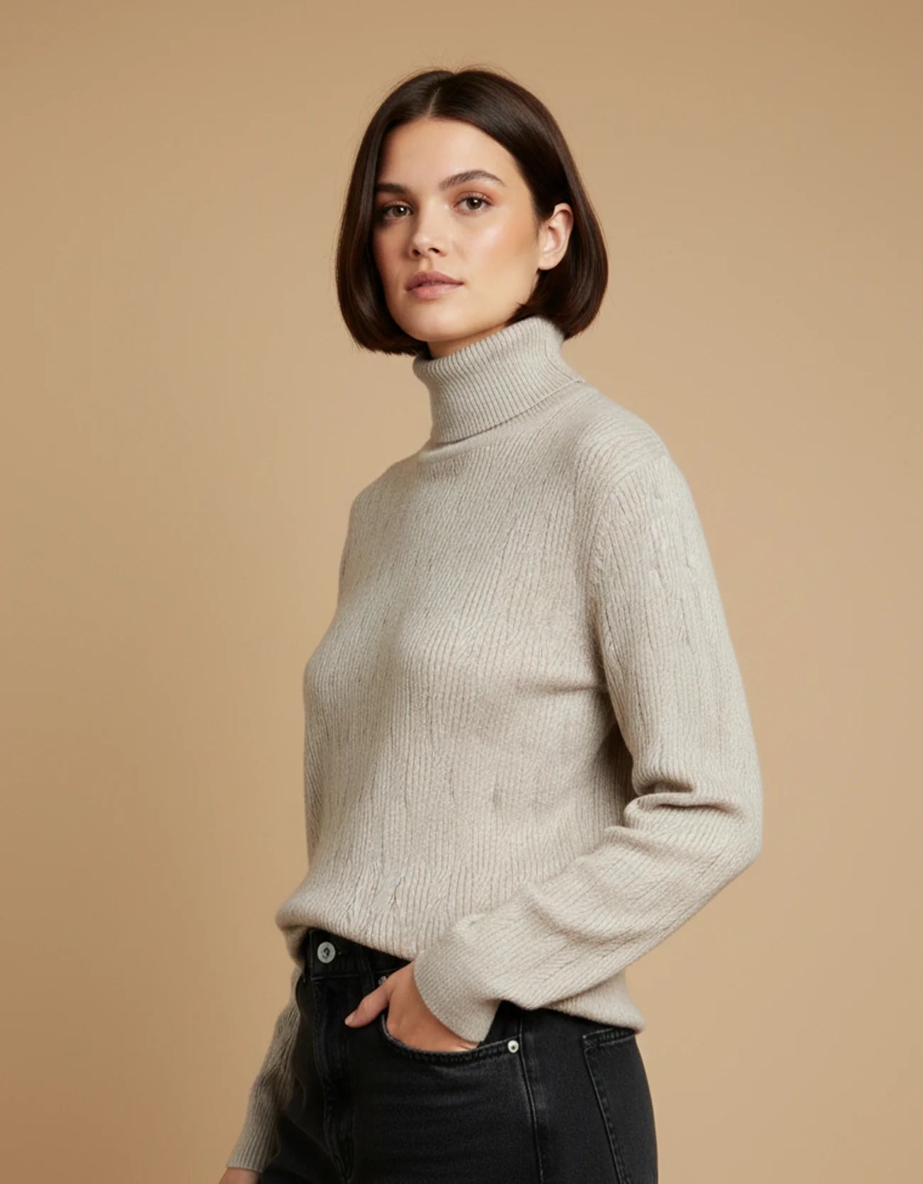 TEXTURED TURTLENECK