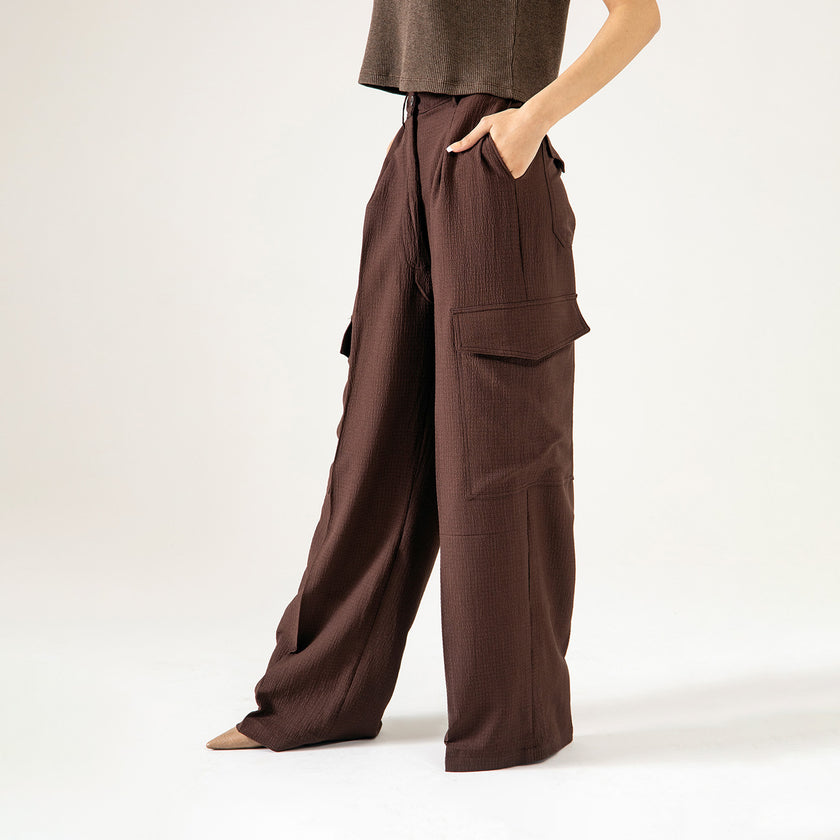 TEXTURED CARGO WIDELEG PANTS