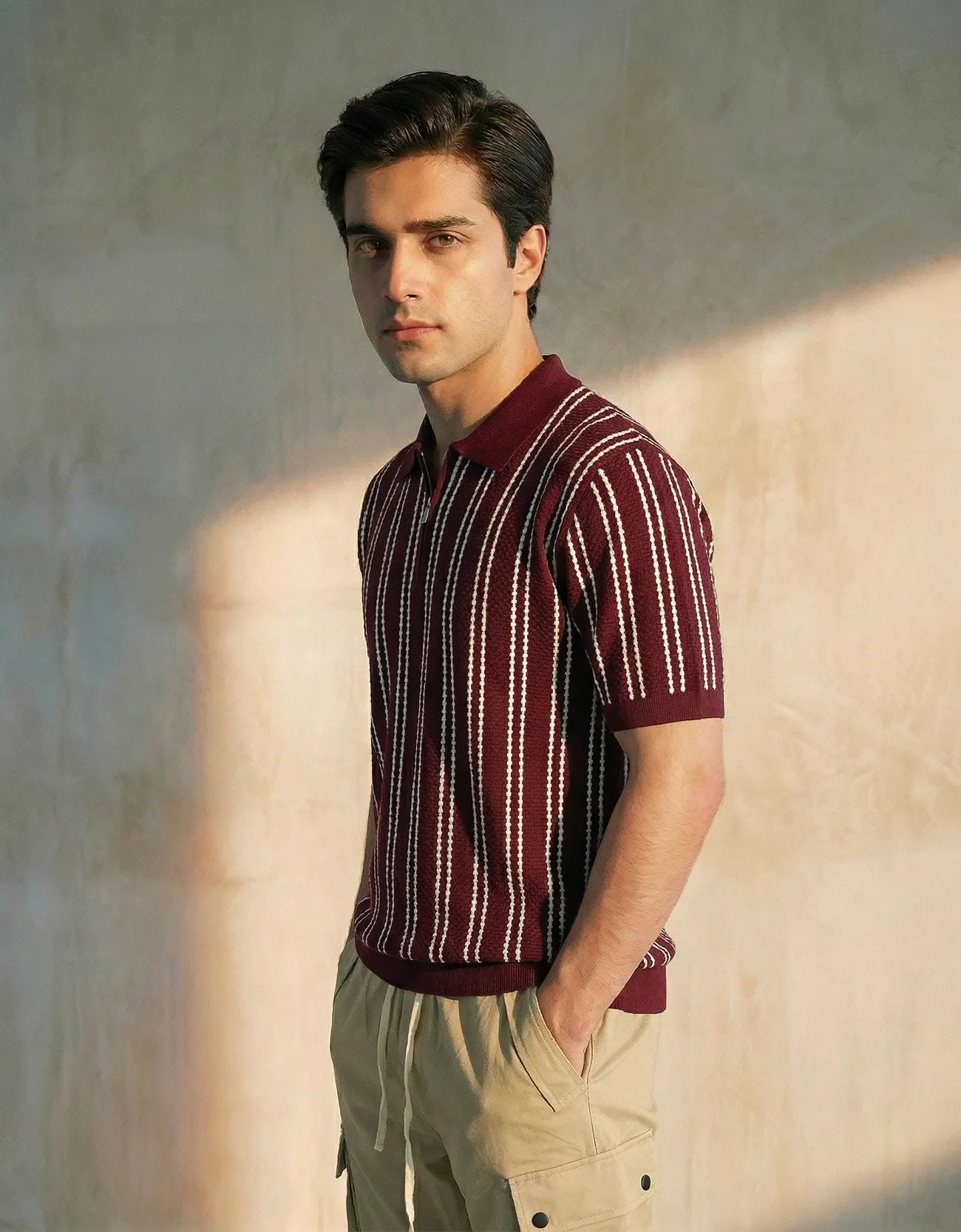 Textured Knit Quarter-Zipper