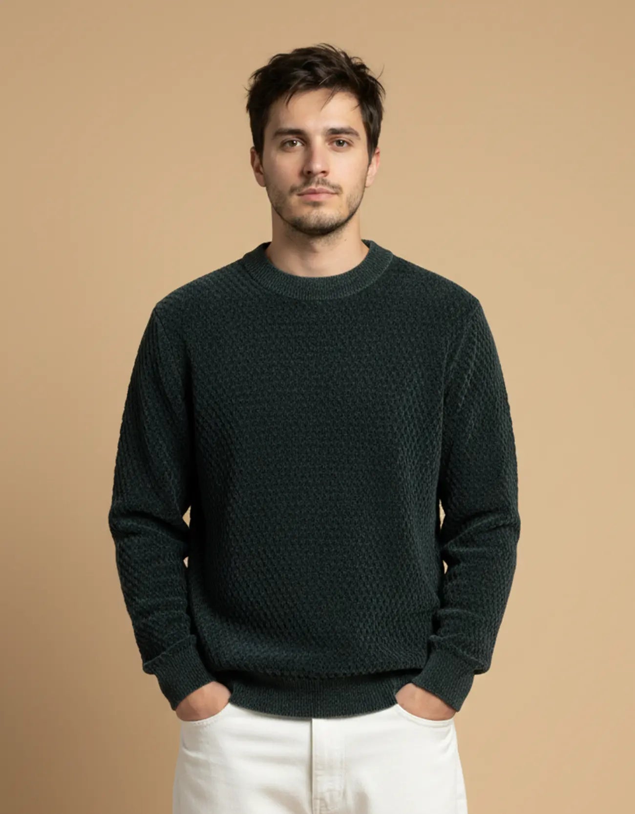 TEXTURED WOOLEN SWEATSHIRT
