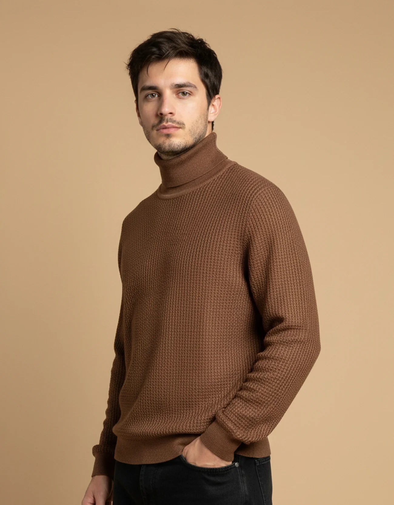 CHAVERON TEXTURED TURTLE NECK