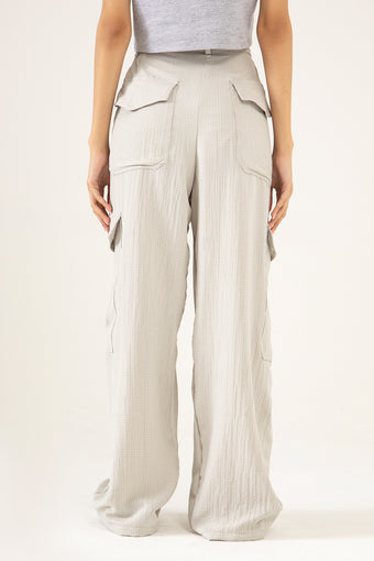 TEXTURED CARGO WIDELEG PANTS