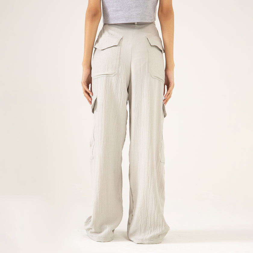 TEXTURED CARGO WIDELEG PANTS