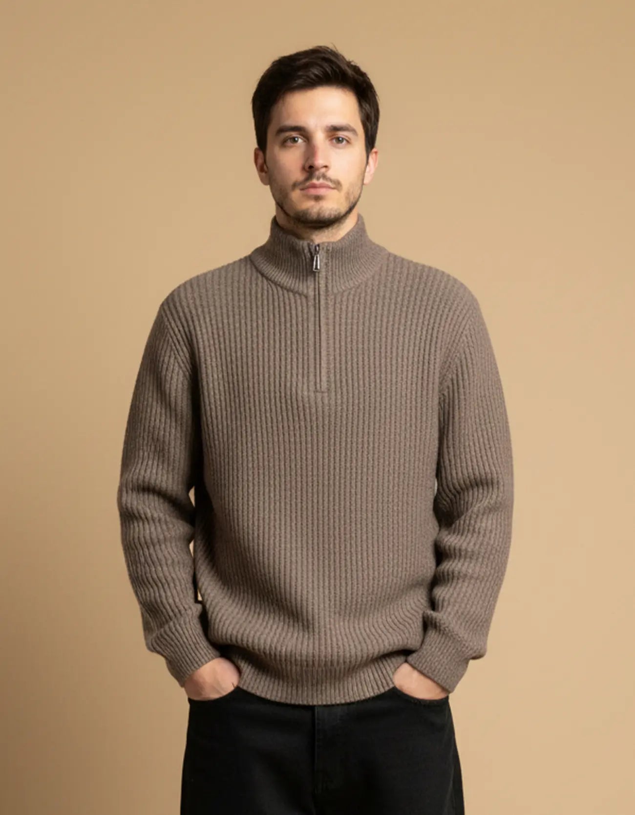 WOLLEN MOCKNECK QUATRE ZIPPER