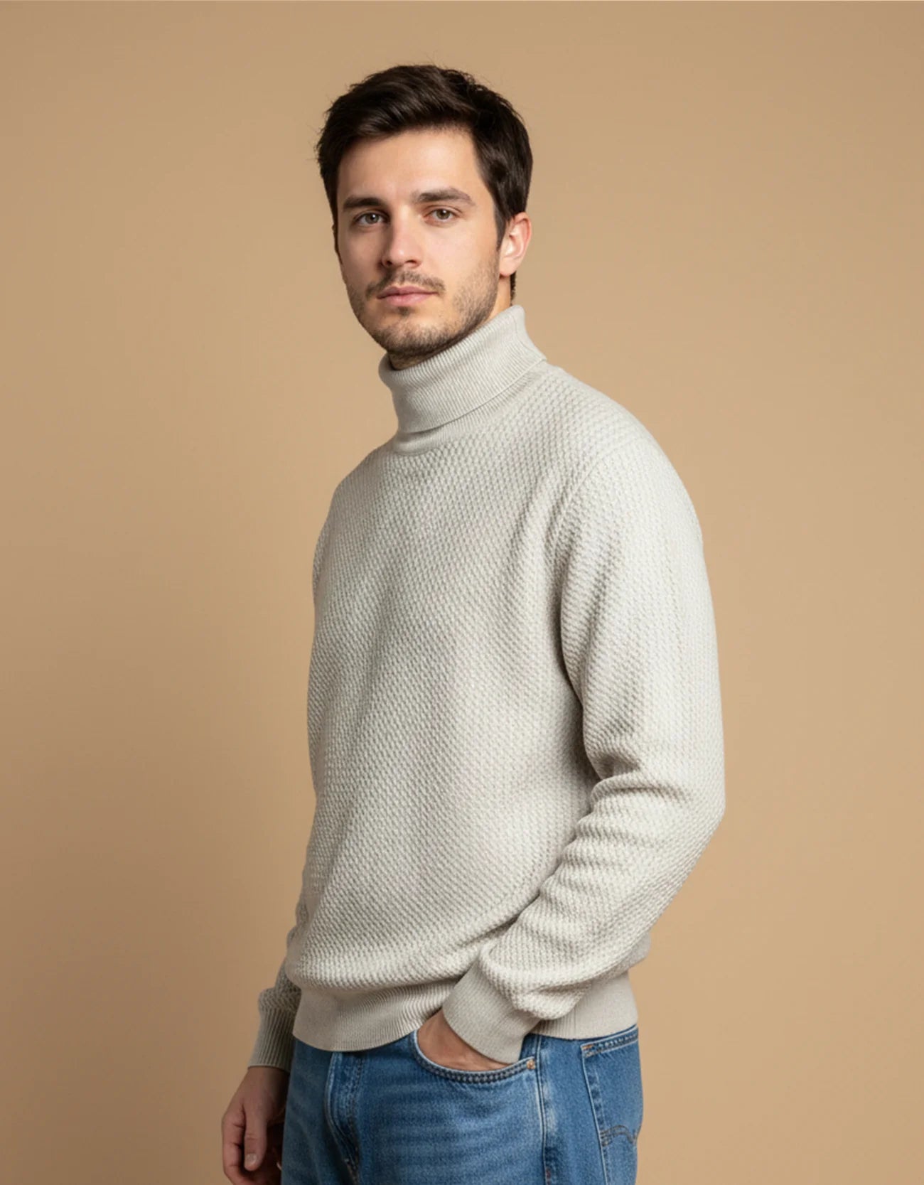 CHAVERON TEXTURED TURTLE NECK