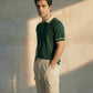Knitted Contrast Collar Polo