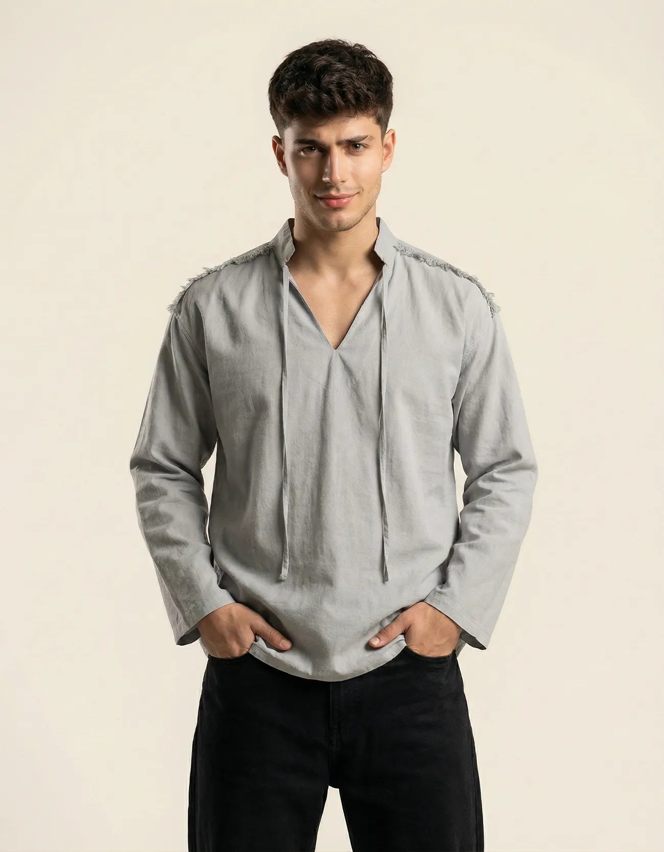 LINEN V-NECK SHIRT
