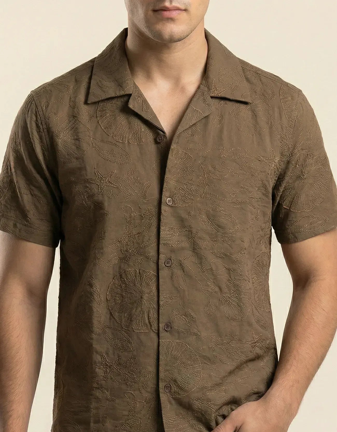 EMBROIDERD CAMP COLLAR SHIRT