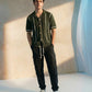 RIBBED TEXTURED CAMP COLLAR SHIRT