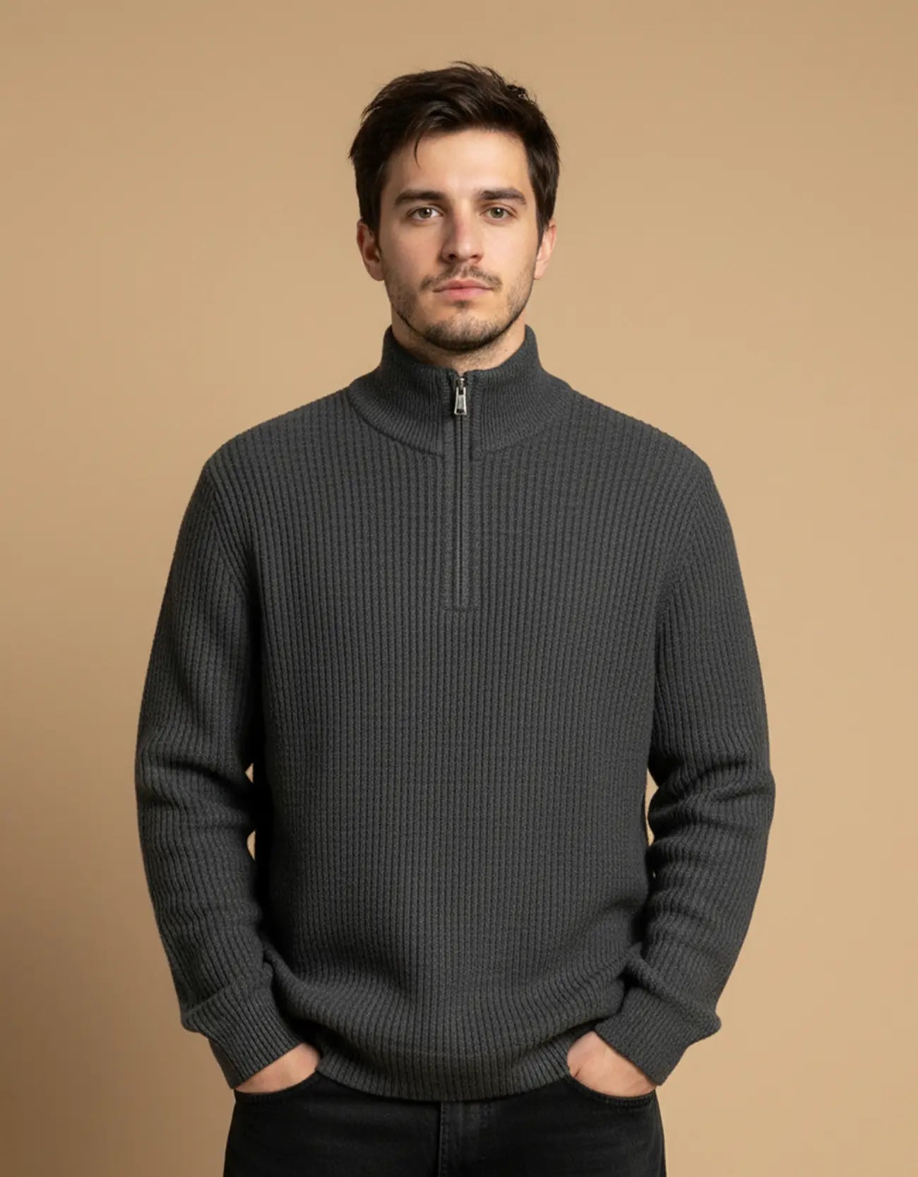 WOLLEN MOCKNECK QUATRE ZIPPER