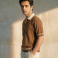 Knitted Contrast Collar Polo