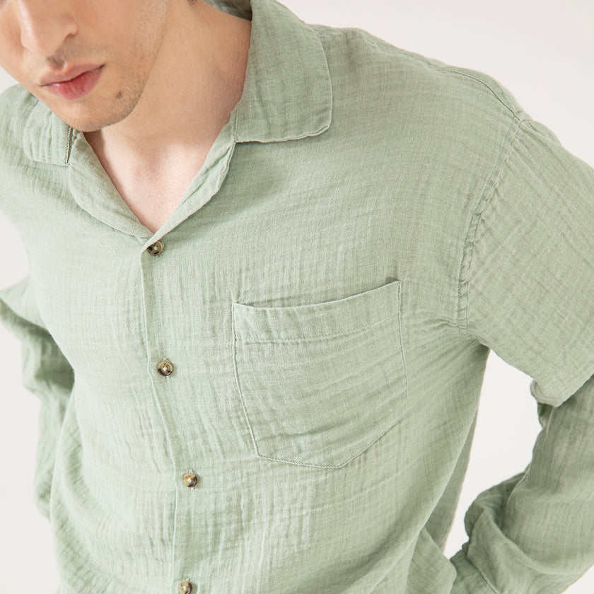 MUSLIN CAMP COLLAR SHIRT