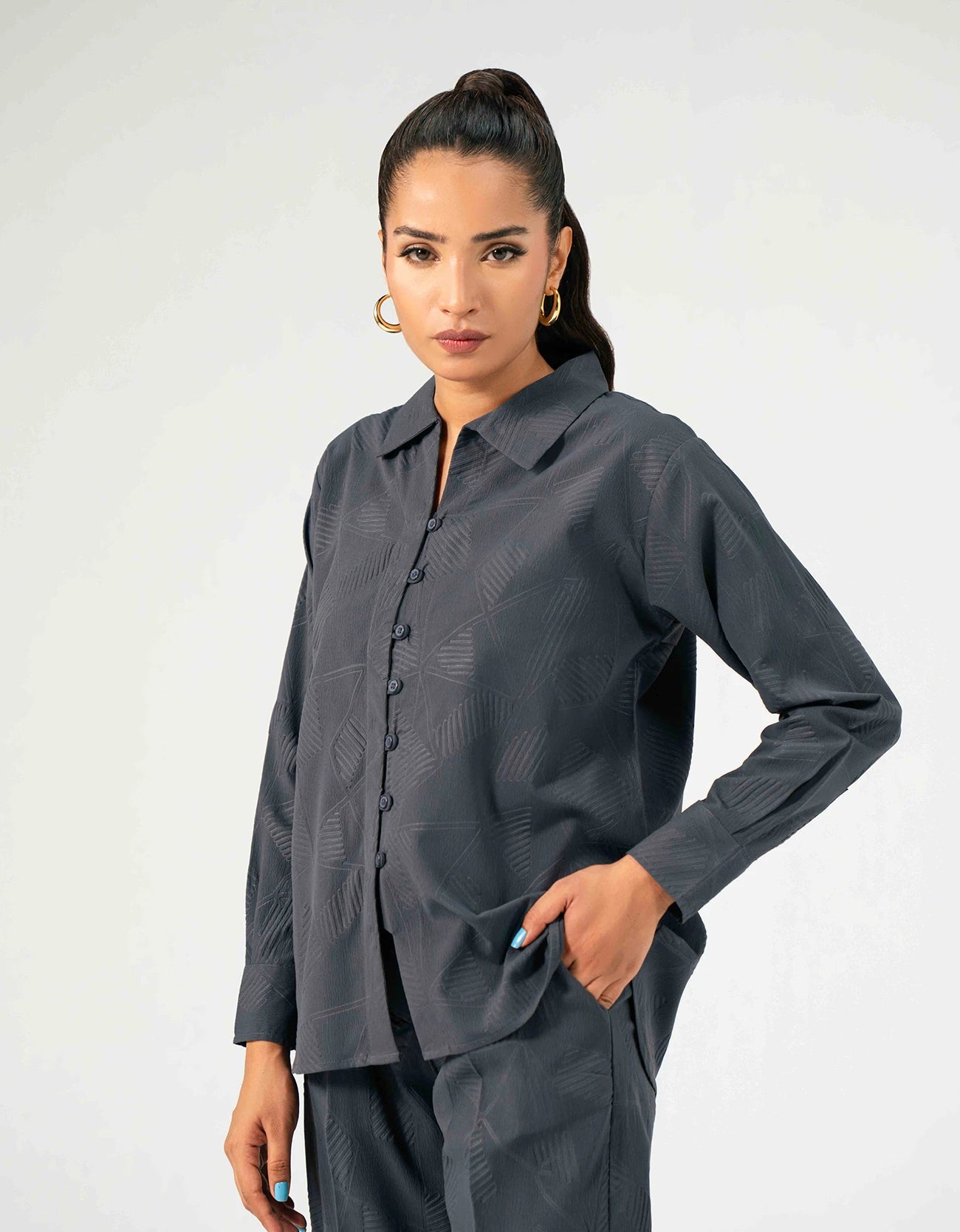 SELF TEXTURED SHIRT WITH LOOPS