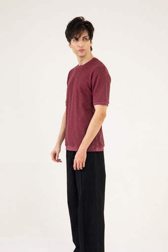 BASIC TEXTURED CREW NECK TEE