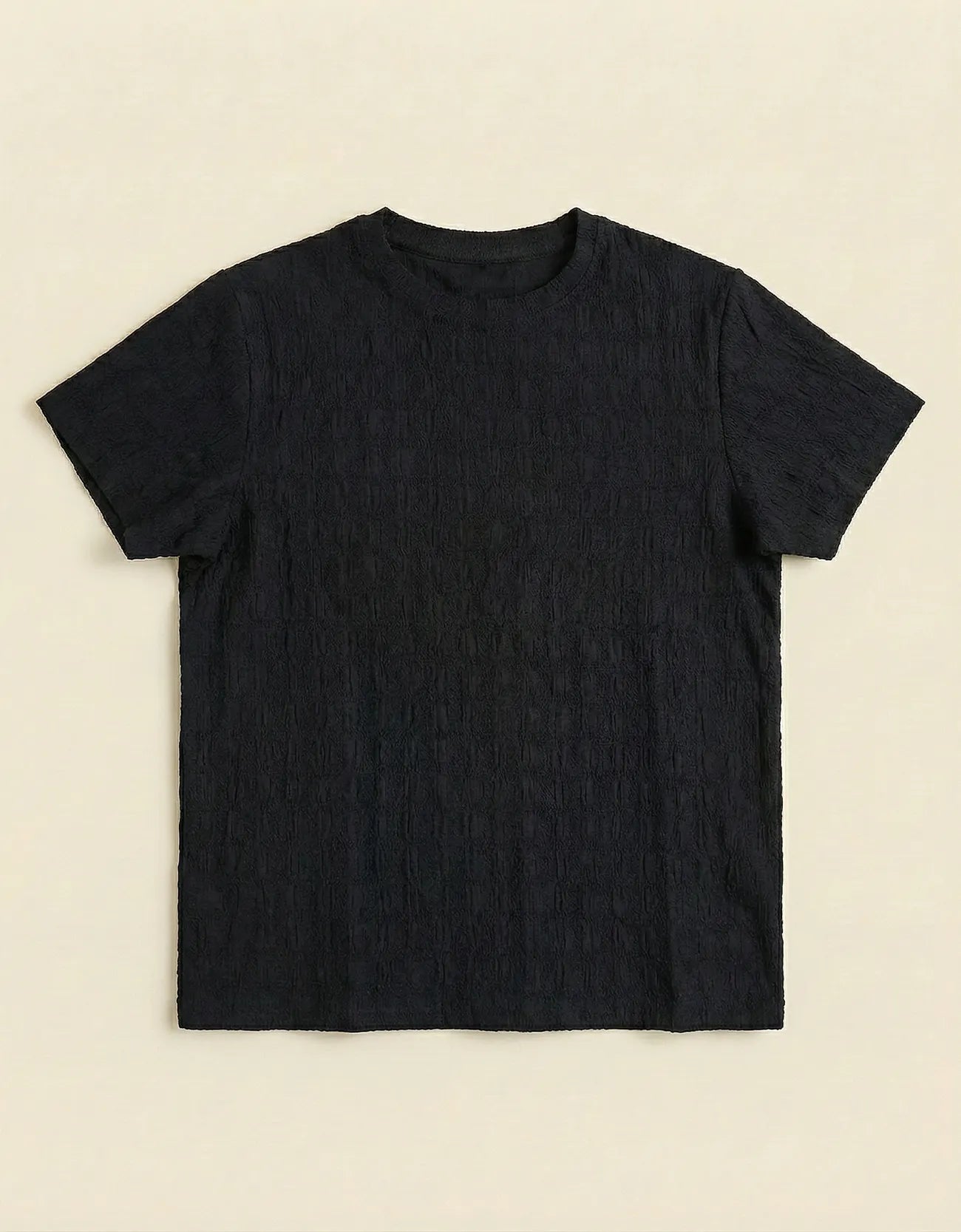 CHECKERED CREW NECK TEE