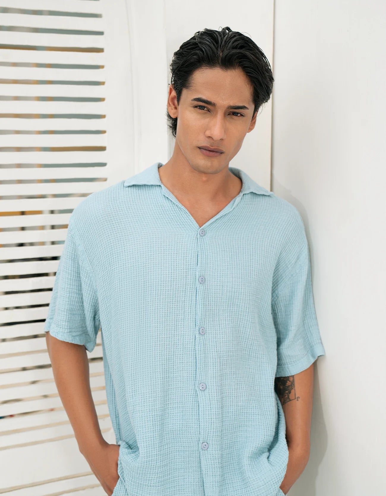 WAFFEL TEXTURED SAFARI SHIRT