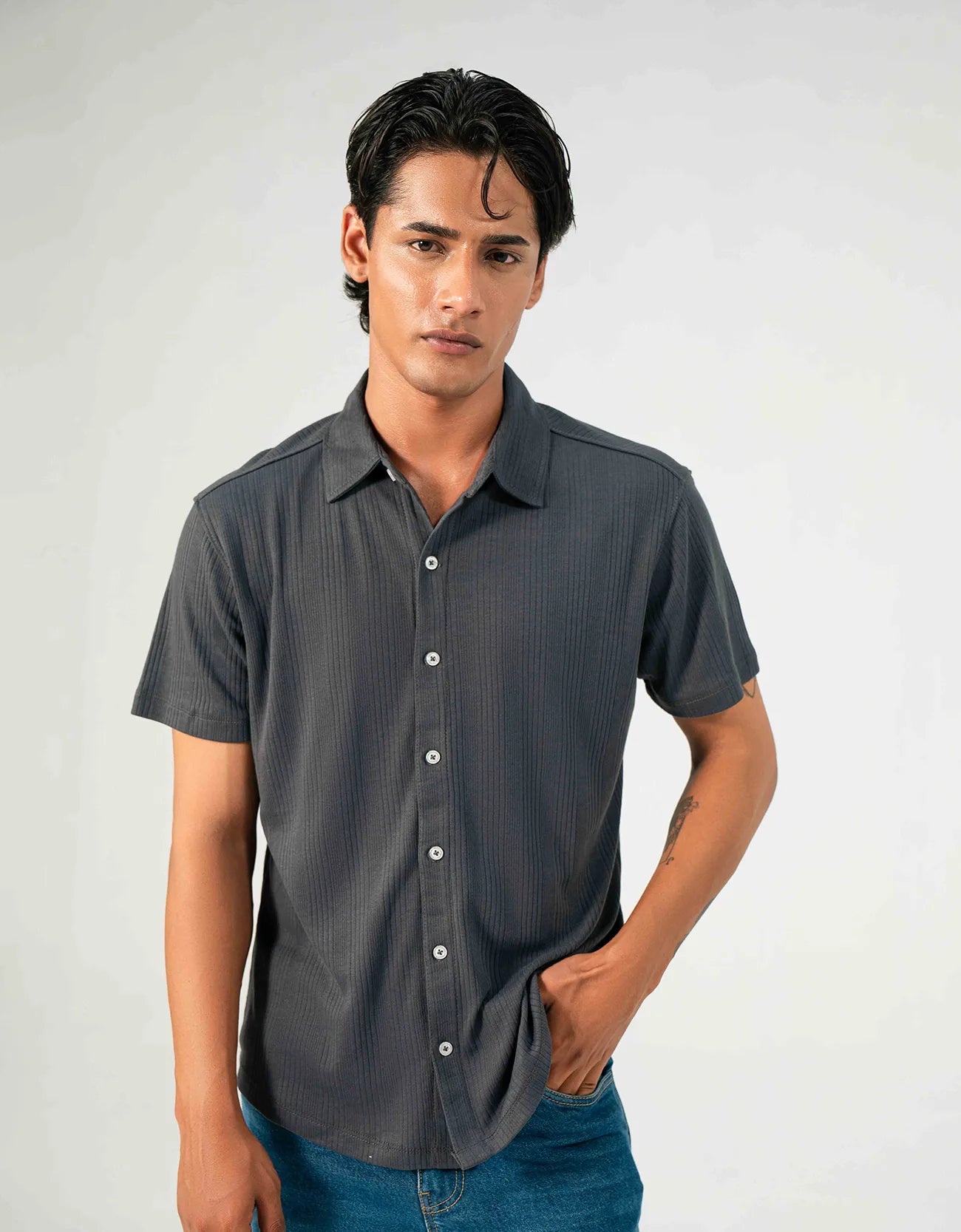 KNITTED BUTTON UP SHIRT