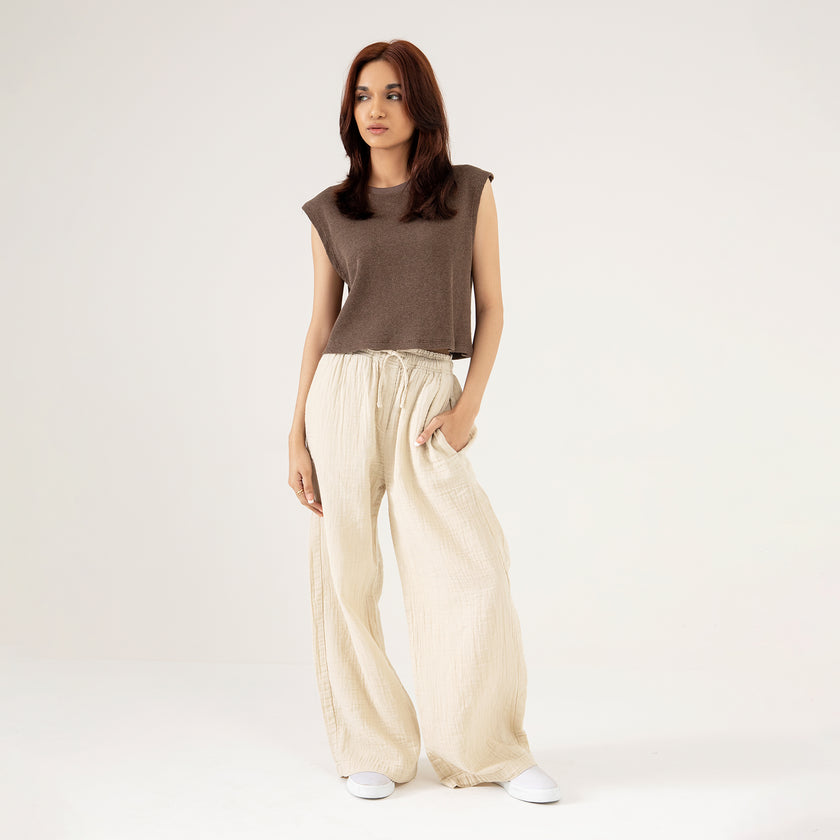 WIDE LEG MUSLIN TROUSER