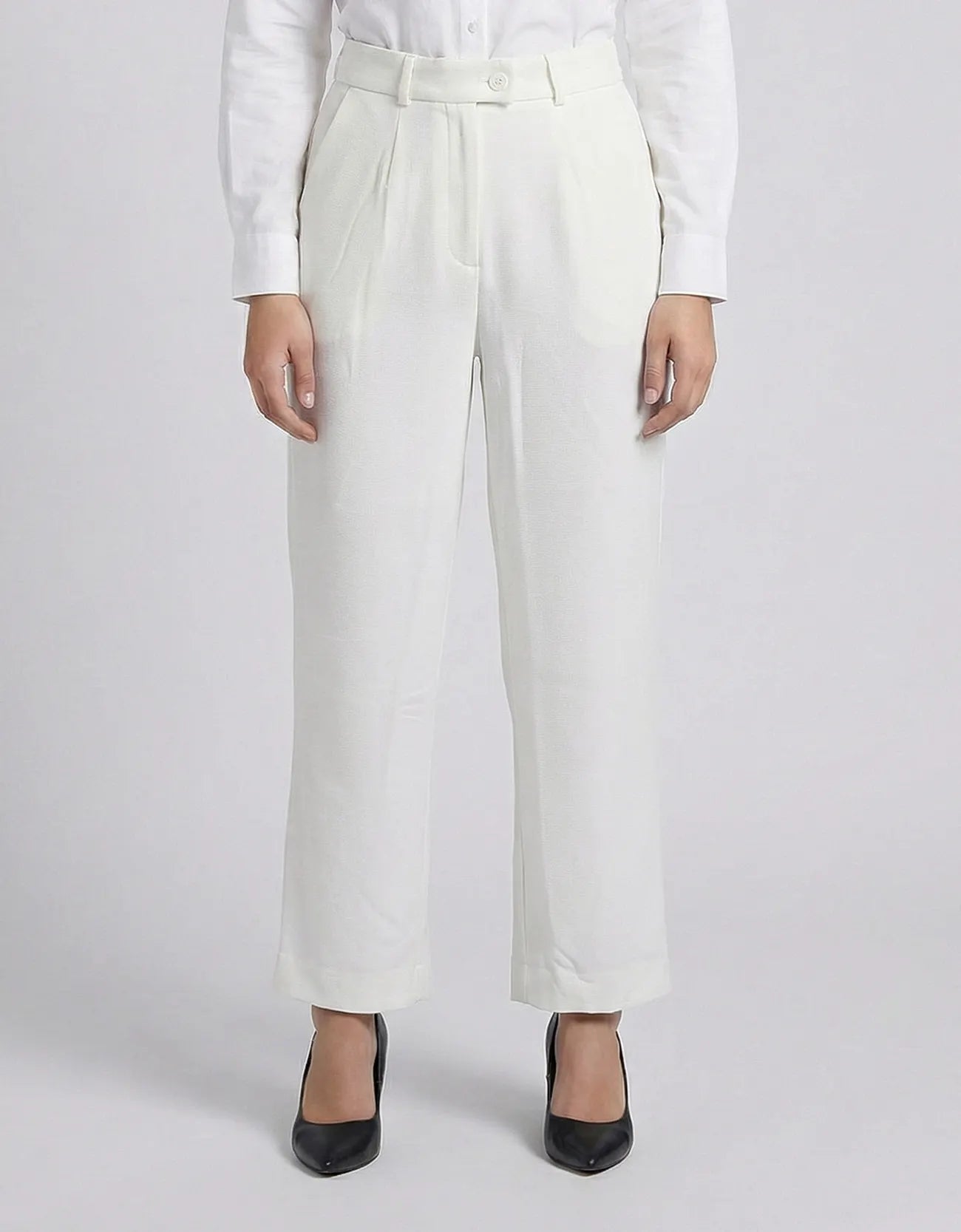 LINEN BOOT-CUT TROUSERS