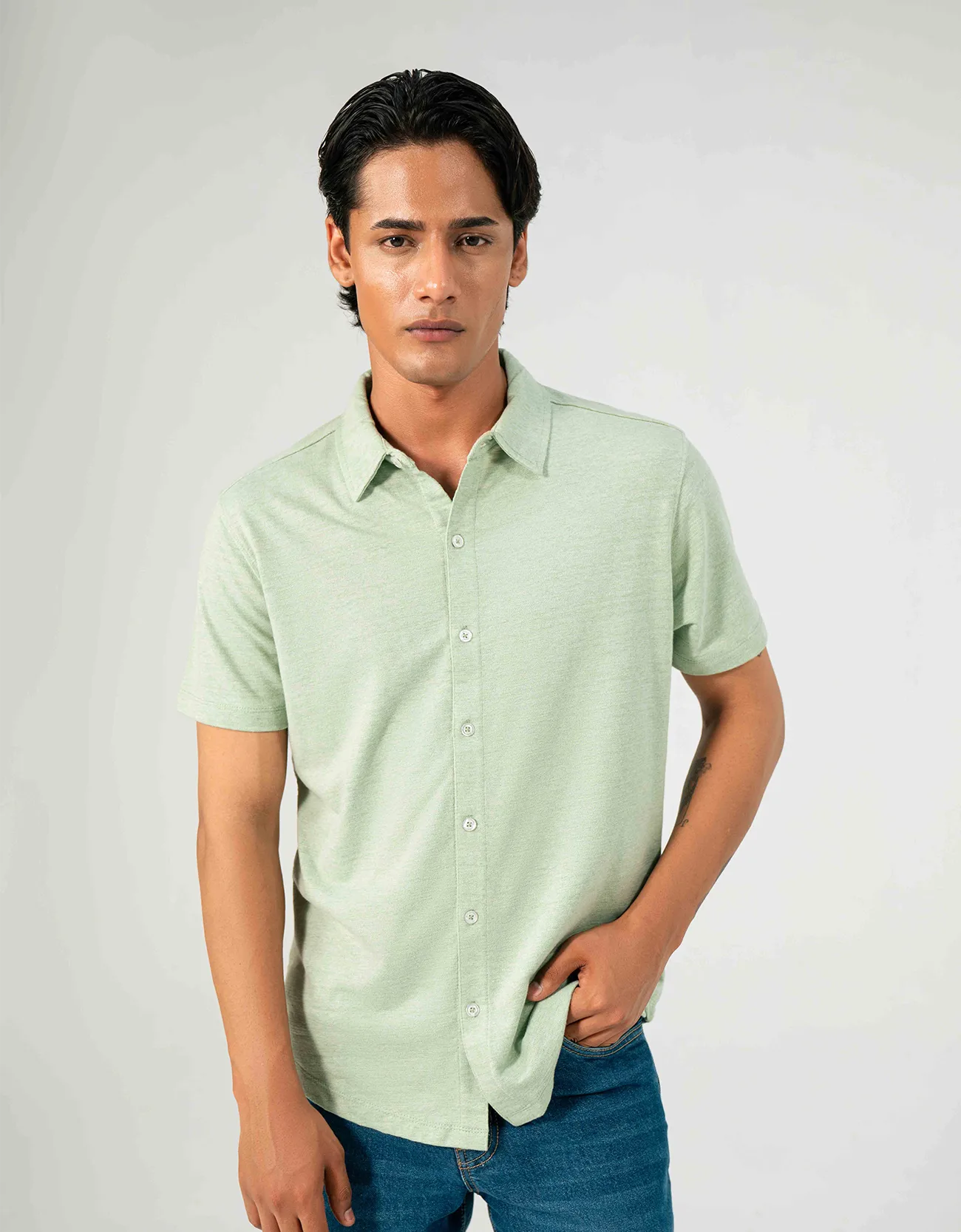 KNITTED BUTTON UP SHIRT