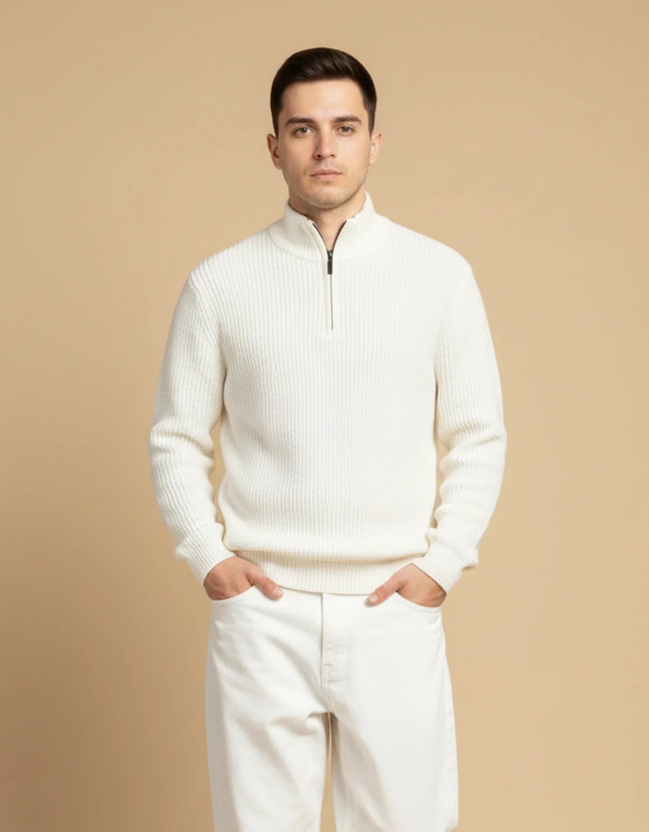 MOCK NECT TEXTURED SWEATER