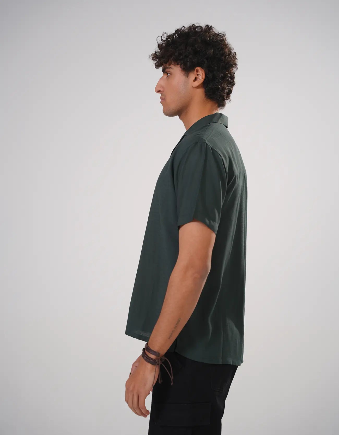 LOOSEFIT CAMP COLLAR TEXTURED SHIRT