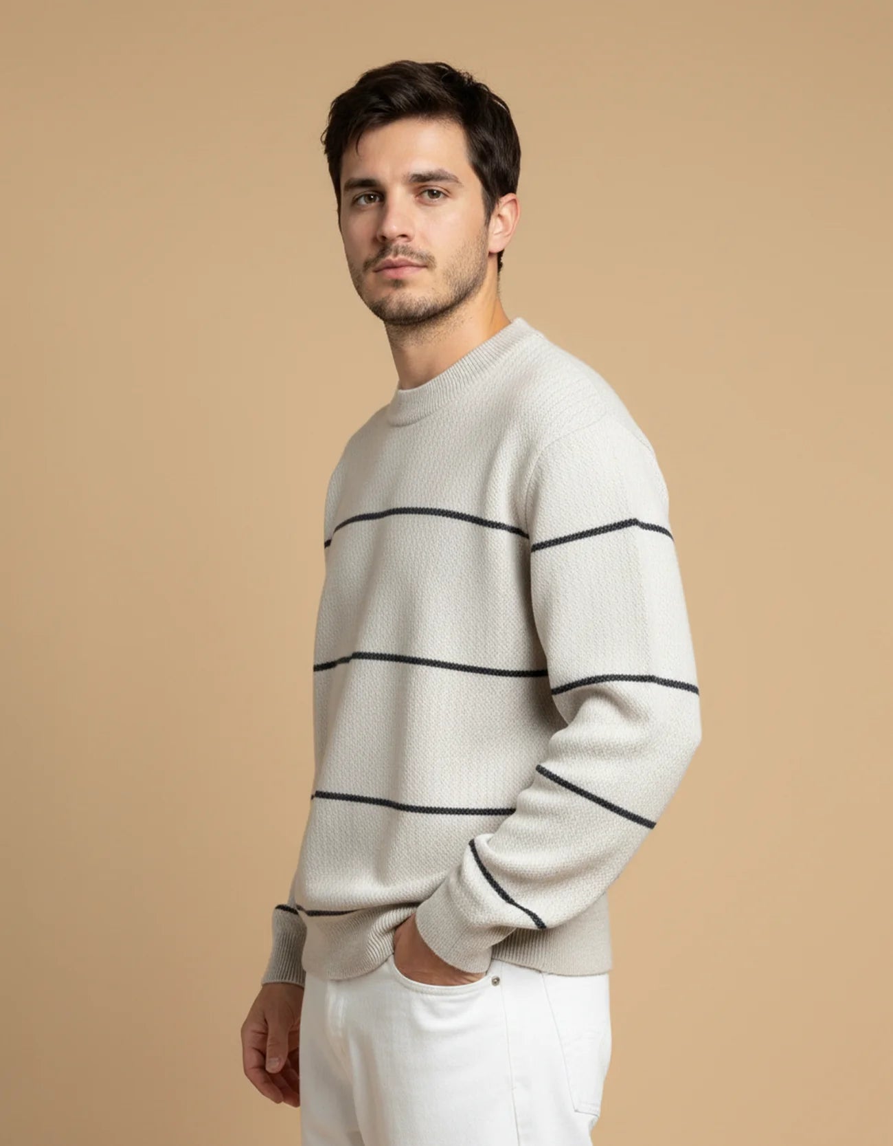 STRIP DETAILED SWEATSHIRT